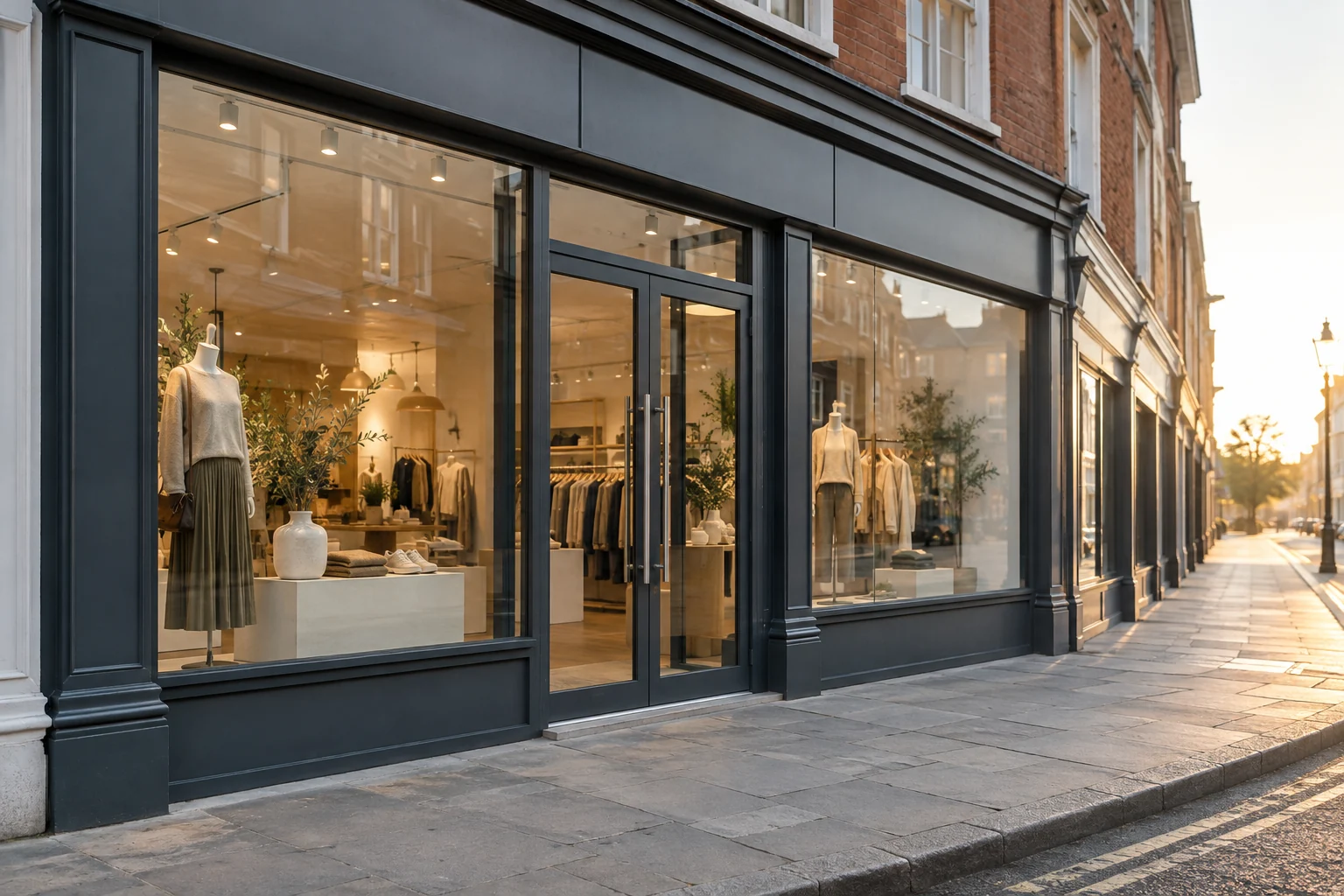 Contemporary aluminium glazed retail entrance